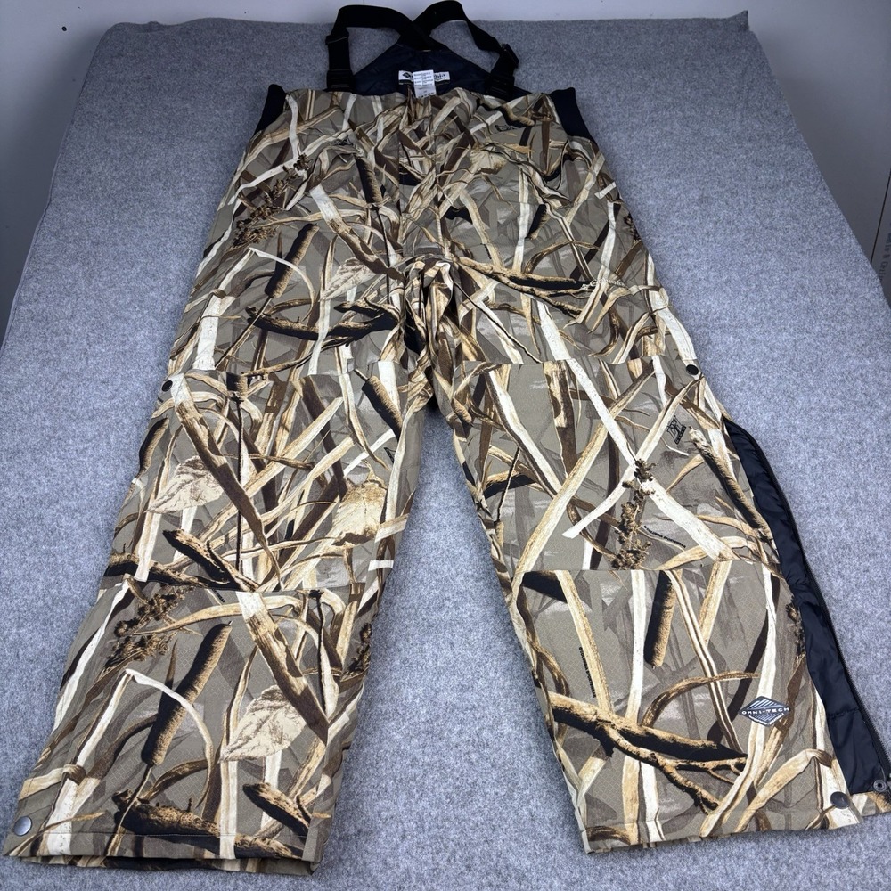Columbia PFG Omni-Tech Camo Bib Overalls Men's XL Waterproof Hunting Insulated